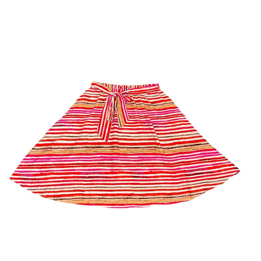 Cupio Midi Skirt Colorful striped Full Elastic Waist Flared Pull On Women’s NWT‎
